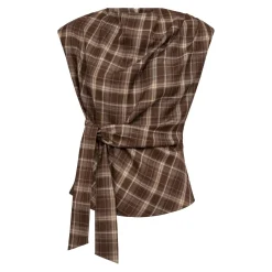 Co’Couture naisten toppi DagnyCC Check Pleat Top, ruskea ruutu