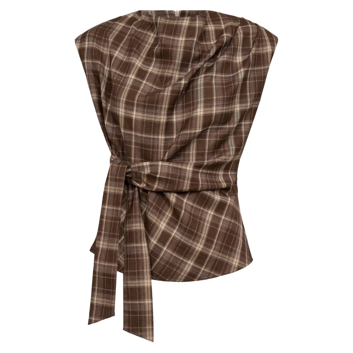 Co’Couture naisten toppi DagnyCC Check Pleat Top, ruskea ruutu