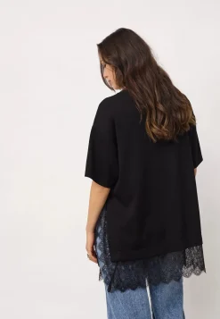 Co’Couture naisten T-paita Larsoncc Mix Lace Tee, musta