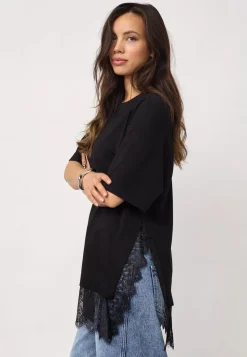 Co’Couture naisten T-paita Larsoncc Mix Lace Tee, musta