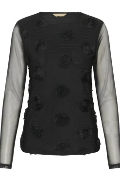 Culture Mascha Mesh O-Neck Blouse, musta