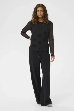 Culture Mascha Mesh O-Neck Blouse, musta