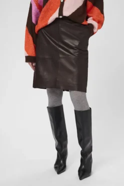 Culture naisten hame CUberta Leather Skirt, Coffee bean