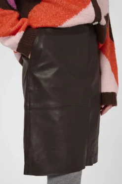 Culture naisten hame CUberta Leather Skirt, Coffee bean