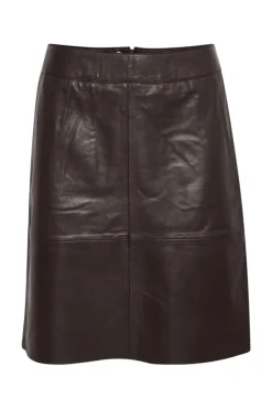 Culture naisten hame CUberta Leather Skirt, Coffee bean