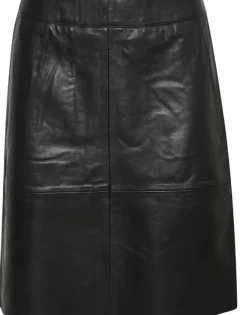 Culture naisten hame Cuberta Leather Skirt, musta