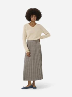 Culture naisten hame, CUCHECKA LONG SKIRT Brown Check