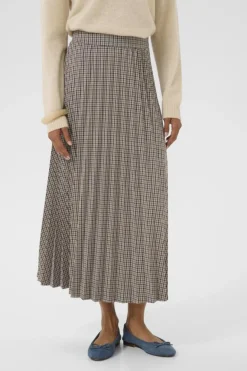 Culture naisten hame, CUCHECKA LONG SKIRT Brown Check