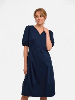 CULTURE, Naisten Mekko, ANTOINETT SS DRESS Tummansininen