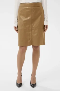 Culture naisten nahkahame Cuberta Leather Skirt, Tannin