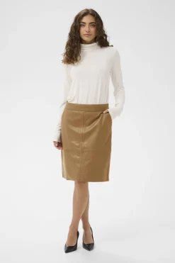 Culture naisten nahkahame Cuberta Leather Skirt, Tannin