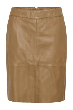 Culture naisten nahkahame Cuberta Leather Skirt, Tannin