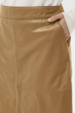 Culture naisten nahkahame Cuberta Leather Skirt, Tannin