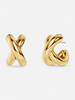 Edblad korvakorut Alexa Hoops L, Gold pleated