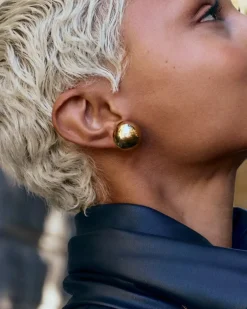 Edblad korvakorut Bead Studs Gold, Gold pleated