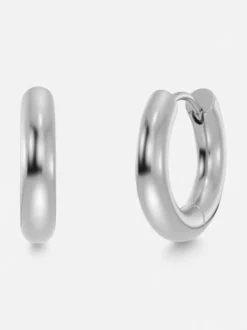 Edblad korvakorut, CHUNKY HOOPS L STEEL 16mm Hopeanharmaa