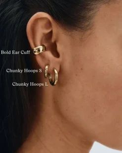 Edblad korvakorut, CHUNKY HOOPS L GOLD 16mm Kullankeltainen