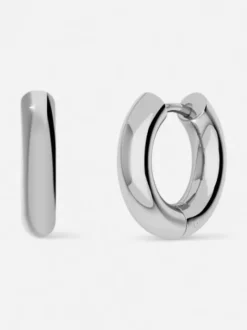 Edblad korvakorut, CHUNKY HOOPS S STEEL 14mm Hopeanharmaa