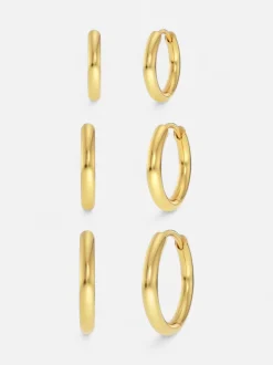 Edblad korvakorut Triple Pair Hoops, Gold pleated
