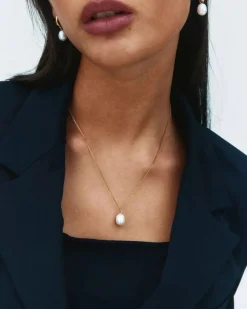 Edblad naisten kaulakoru Perla Necklace L, Gold pleated