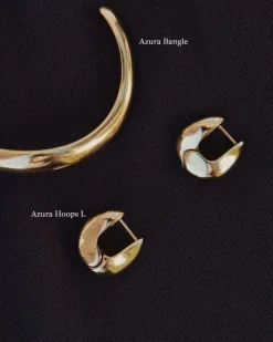 Edblad naisten korvakorut Azura Hoops L, Gold pleated