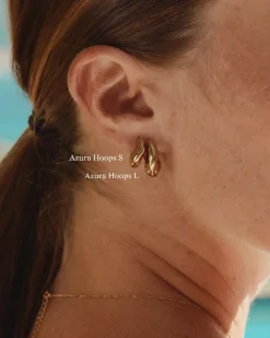 Edblad naisten korvakorut Azura Hoops L, Gold pleated