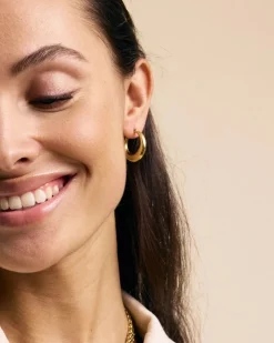 Edblad naisten korvakorut Flow Hoops S, Gold pleated