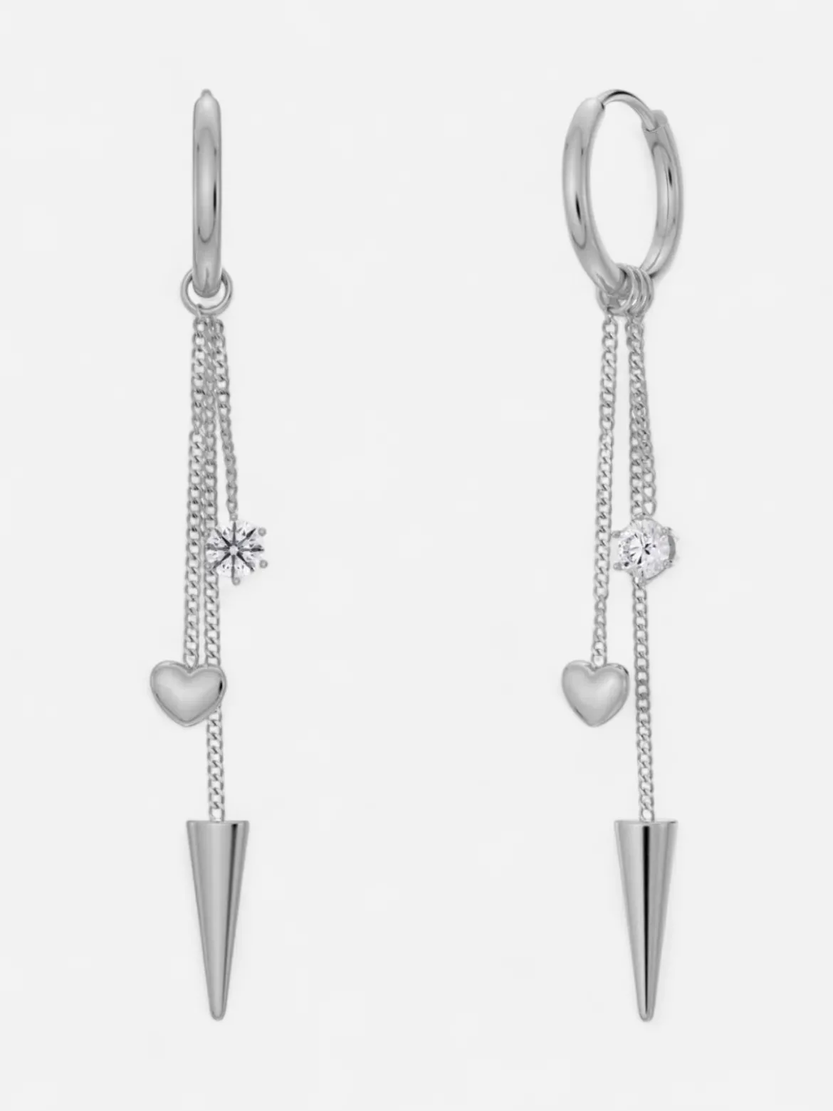 Edblad naisten korvakorut Peak Hoops Multi Heart, Silver