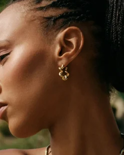 Edblad naisten korvakorut Spiral Hoops L Gold, Gold pleated
