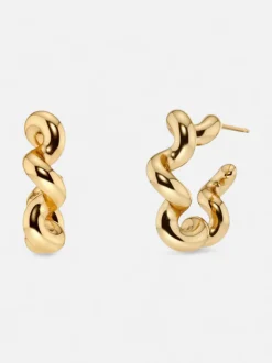 Edblad naisten korvakorut Spiral Hoops L Gold, Gold pleated