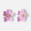 Edblad naisten korvakorut Wildflower Studs Fuchsia, Gold pleated