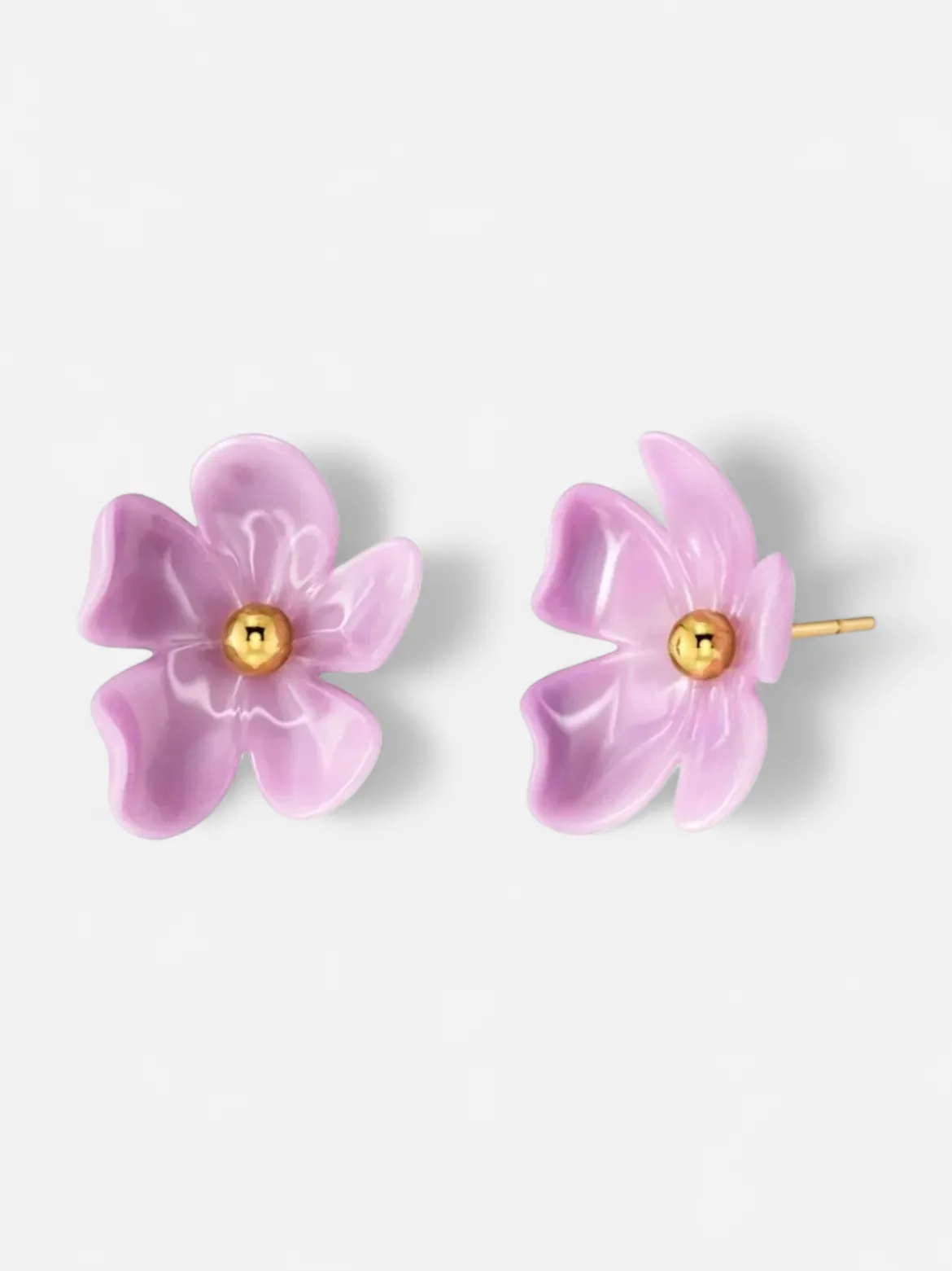 Edblad naisten korvakorut Wildflower Studs Fuchsia, Gold pleated