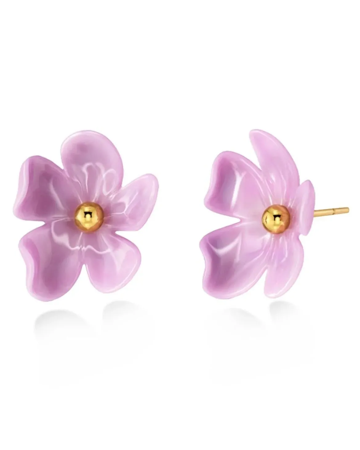 Edblad naisten korvakorut Wildflower Studs Fuchsia, Gold pleated