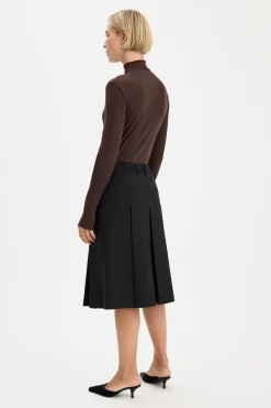 Filippa K naisten hame Pleated Wool Skirt, musta