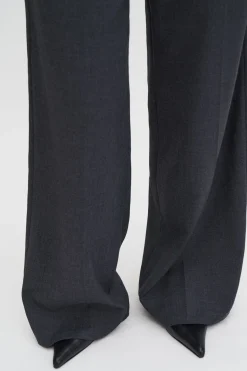 Filippa K naisten housut Darcey Wool Trousers, meleerattu grafiitti