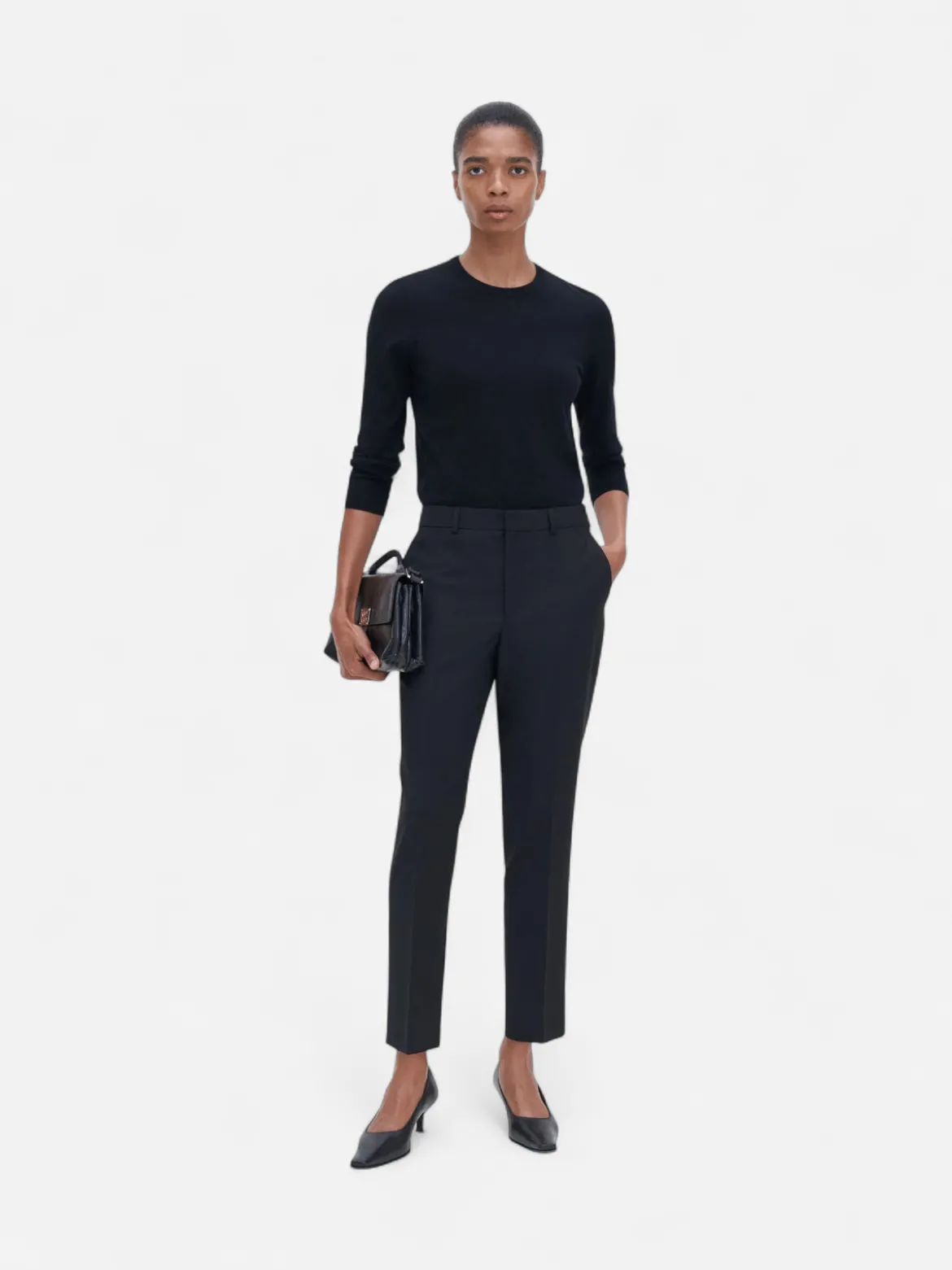 Filippa K naisten housut Emma Cropped Cool Wool Trouser, musta