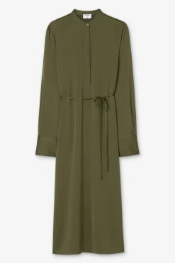 Filippa K naisten mekko Half Placket Dress, tummanvihreä