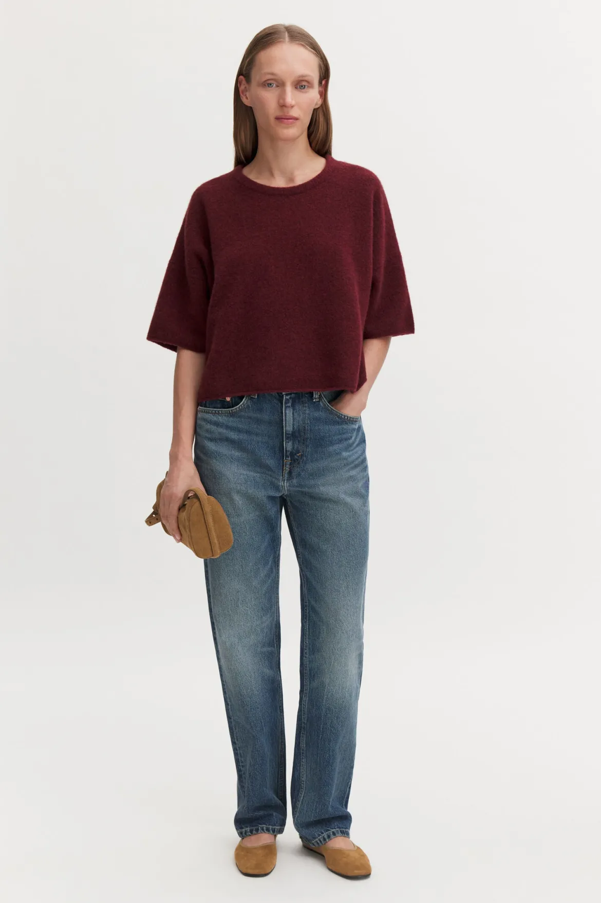 Filippa K naisten neulepusero Wool Yak Tee, punainen