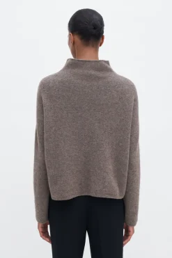 Filippa K naisten neulepusero Mika Yak Funnelneck Sweater, Kaakaonruskea