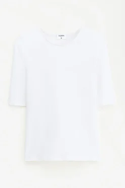 Filippa K naisten paita Cotton Strech Elbow Sleeve, valkoinen