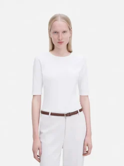 Filippa K naisten paita Cotton Strech Elbow Sleeve, valkoinen