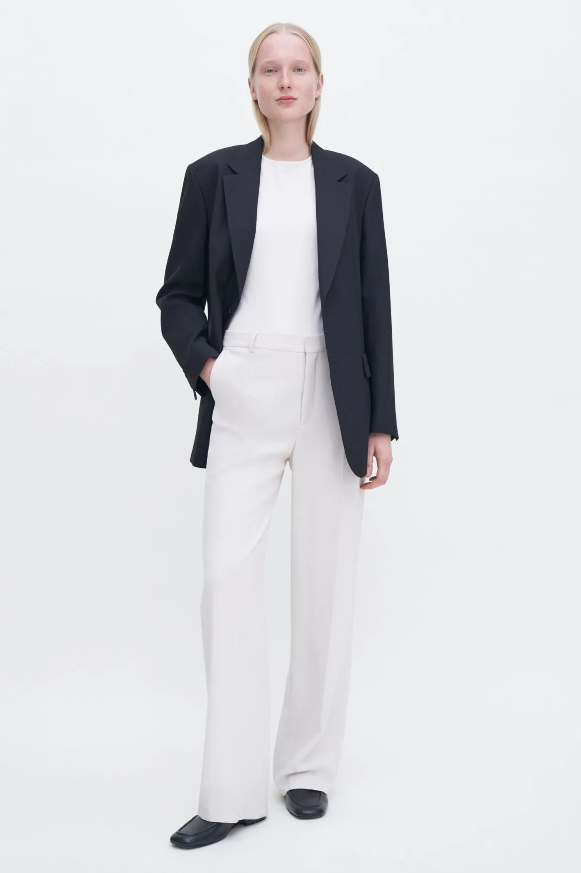 Filippa K naisten paita Cotton Strech Elbow Sleeve, valkoinen