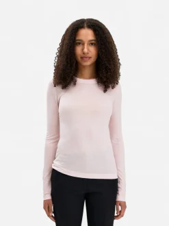 Filippa K naisten pusero Scooped Longsleeve Top, vaaleanpunainen