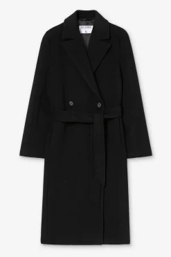 Filippa K naisten villakangastakki Charlotte Wool Belted Coat, musta