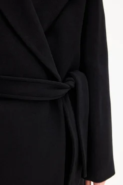 Filippa K naisten villakangastakki Charlotte Wool Belted Coat, musta