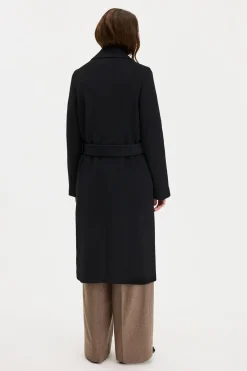 Filippa K naisten villakangastakki Charlotte Wool Belted Coat, musta