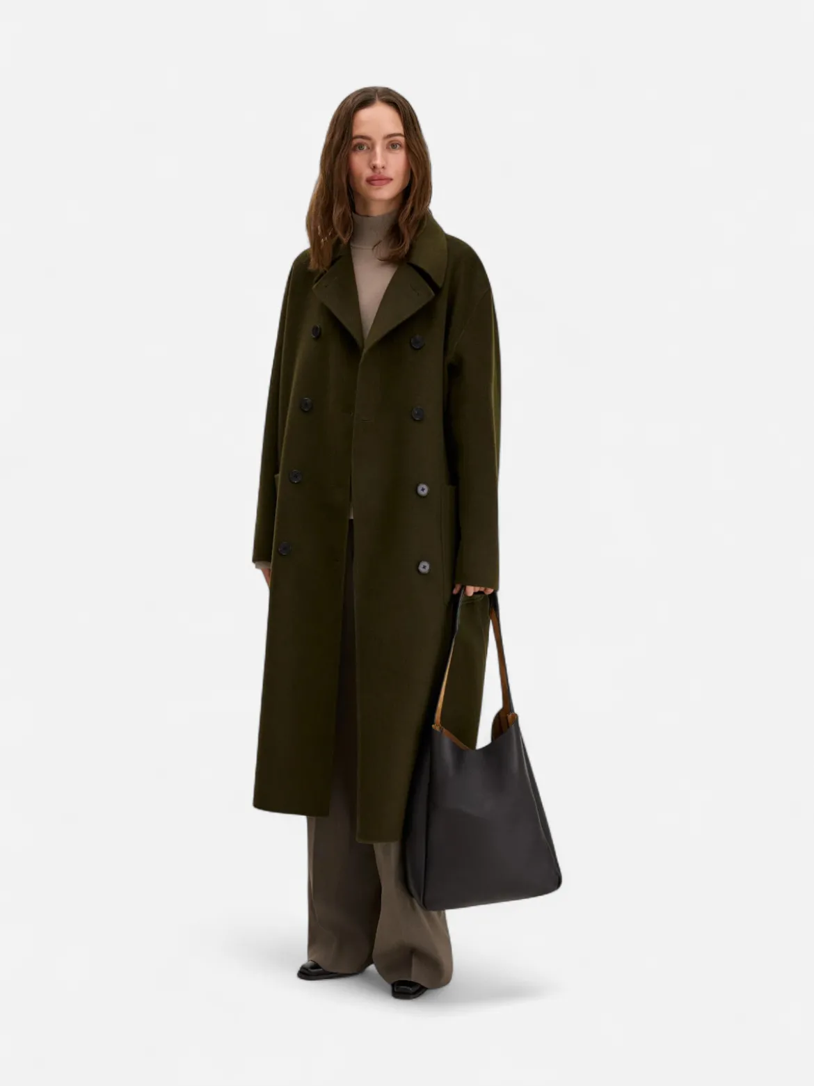 Filippa K naisten villakangastakki Amelia Doublé Coat, tummanvihreä