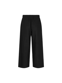 Freequent Naisten housut LA PANT 7/8 LINEN Musta