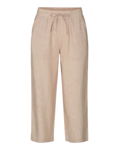 Freequent Naisten housut LA PANT 7/8 LINEN Vaalea Beige
