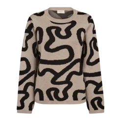 Freequent Naisten Neule, ANI PULLOVER Beige Kuosi